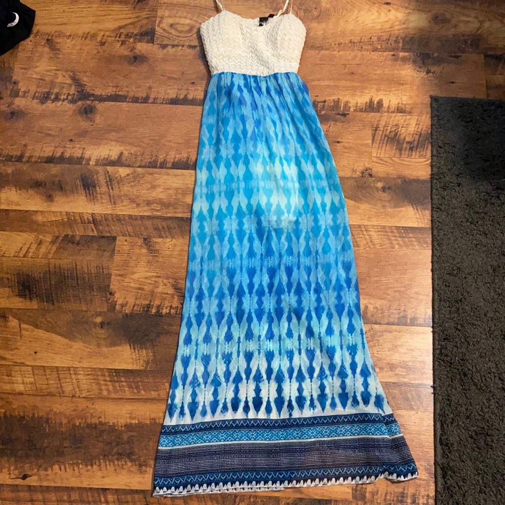 Blue printed maxi dress